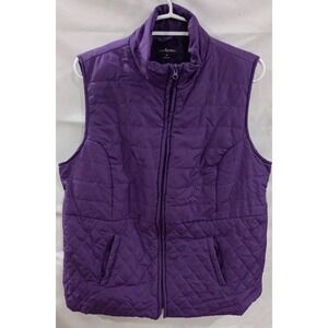 Kim Rogers Purple Quilted Zip Vest XL Women's Lightweight Mid-Length Sleeveless